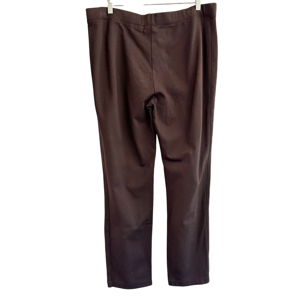 Susan Graver Liquid Knit Pants Womens Large Brown Straight Leg Pull On Career - Picture 6 of 10